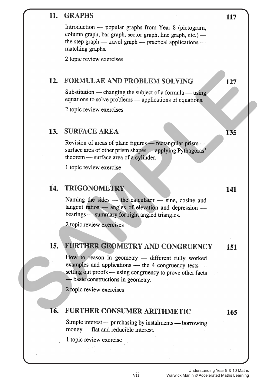 Understanding Maths - Years 9 and 10 Intermediate sample page