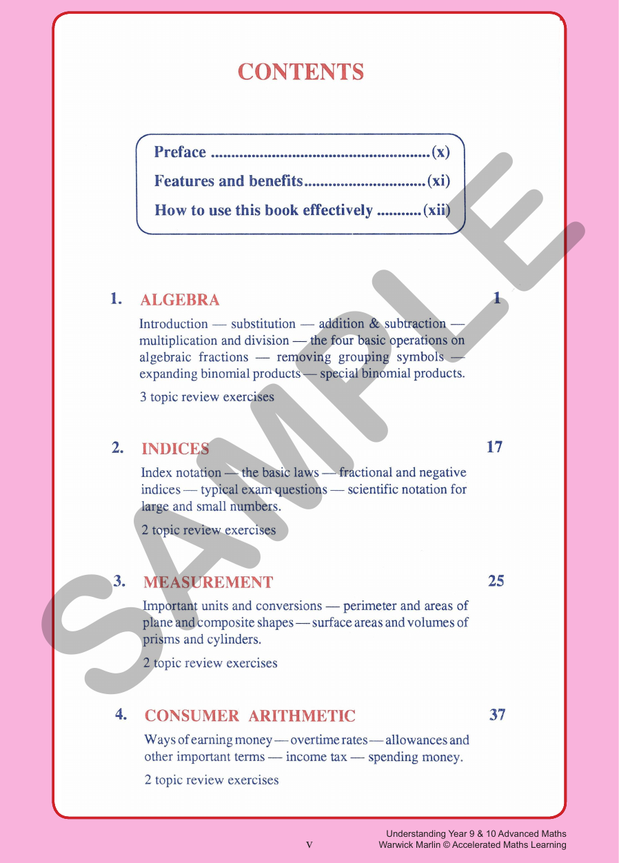 Understanding Maths - Years 9 and 10 Advanced sample page