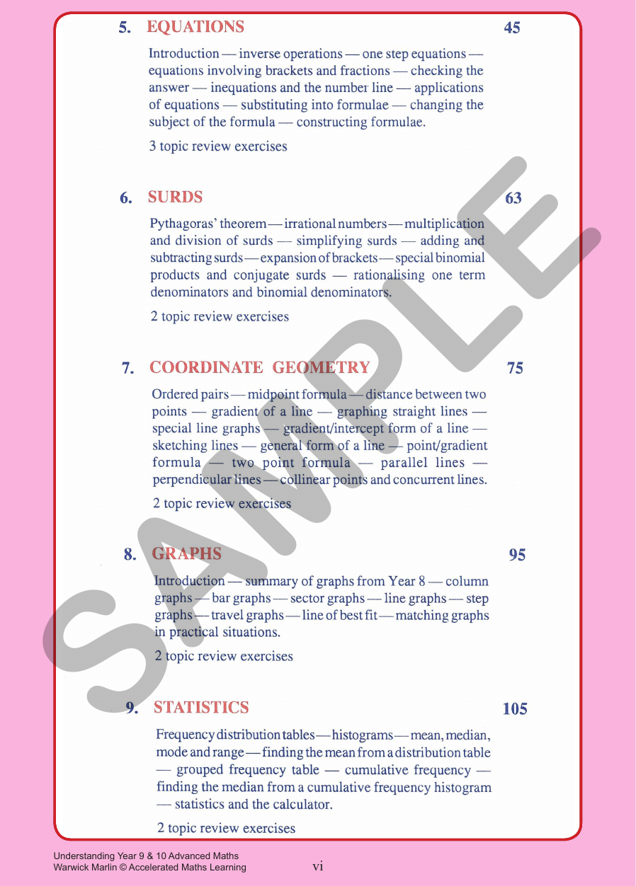 Understanding Maths - Years 9 and 10 Advanced sample page