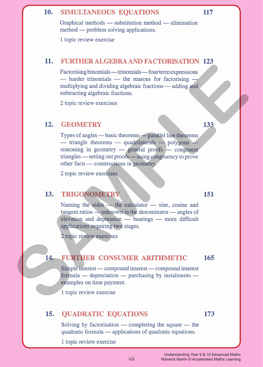 Understanding Maths - Years 9 and 10 Advanced sample page