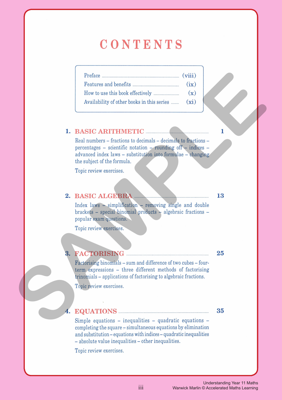 Understanding Maths - Year 11 Extension 1 (Old Syllabus) sample page