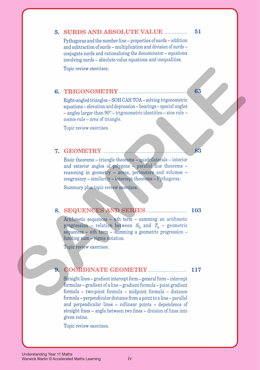 Understanding Maths - Year 11 Extension 1 (Old Syllabus) sample page