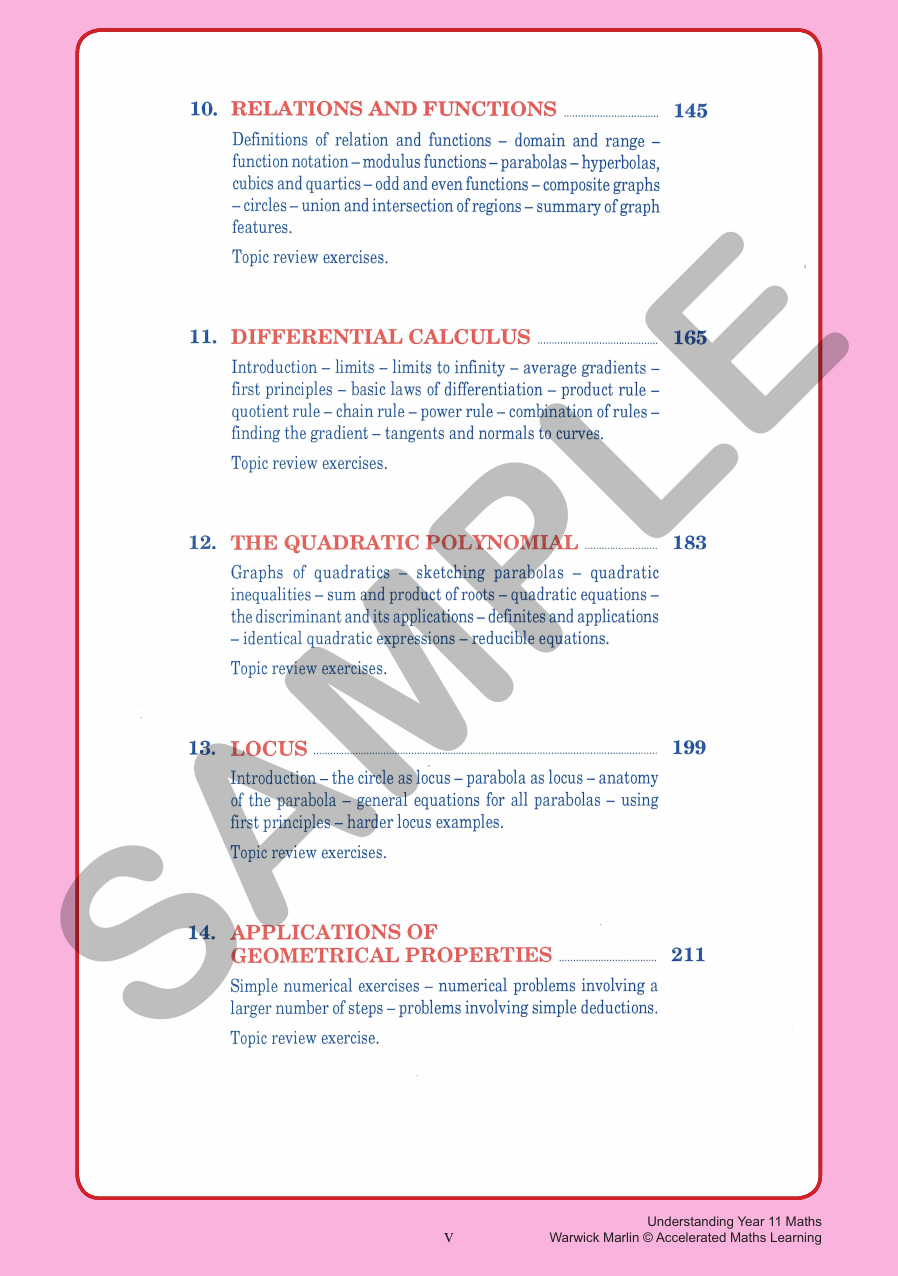 Understanding Maths - Year 11 Extension 1 (Old Syllabus) sample page