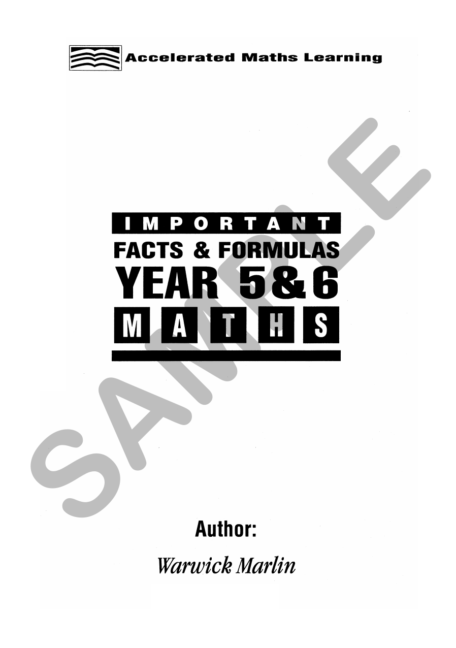 Facts and Formulas Years 5 & 6 (All levels) sample page