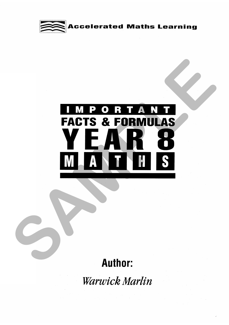 Facts and Formulas Year 8 (All levels) sample page