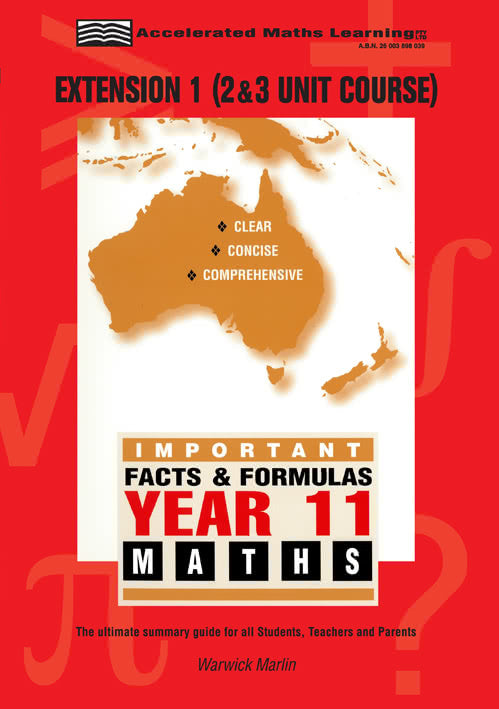 Facts and Formulas Year 11 Extension 1 (2 and 3Unit) Maths