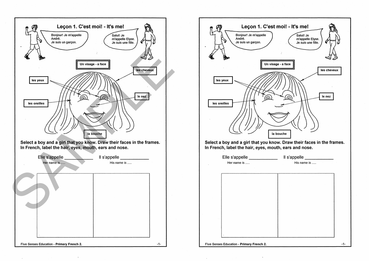 Primary French Workbook 2 sample page