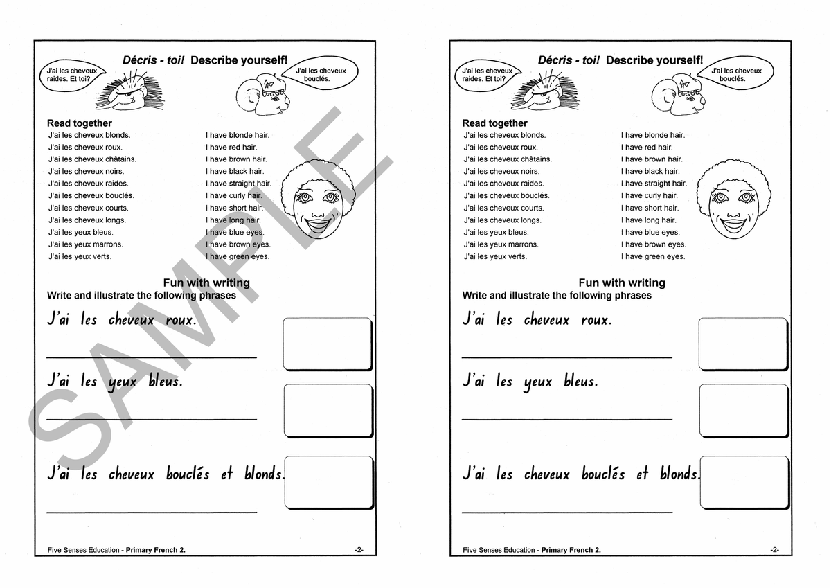 Primary French Workbook 2 sample page