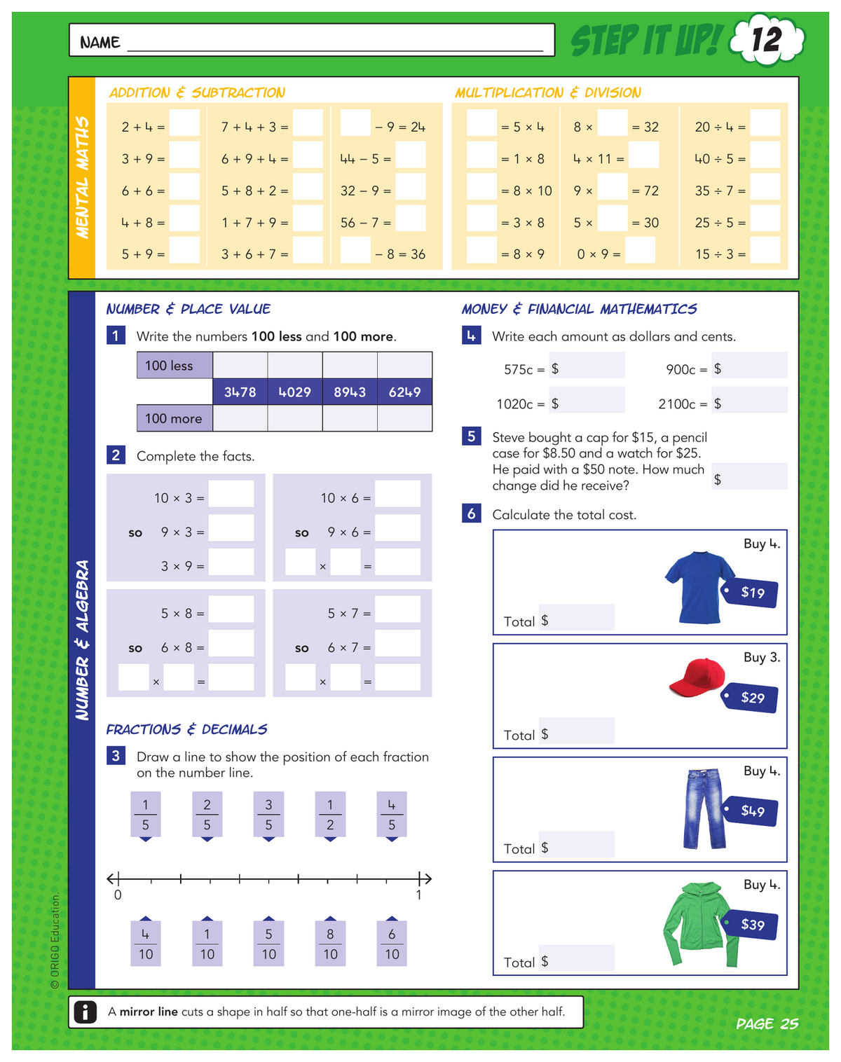 Step It Up! - Maths Mentals & Practice for Home: Year 4 sample page