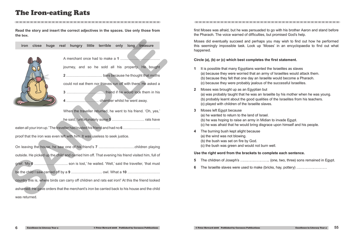 Excellence in Literacy Year 4 sample page