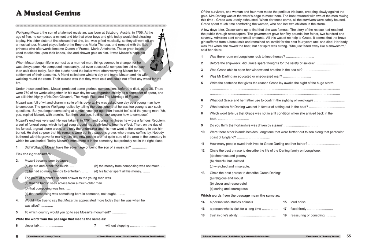Excellence in Literacy Year 6 sample page