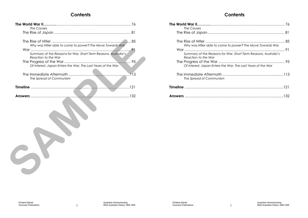Australian History 1901- 1945 sample page