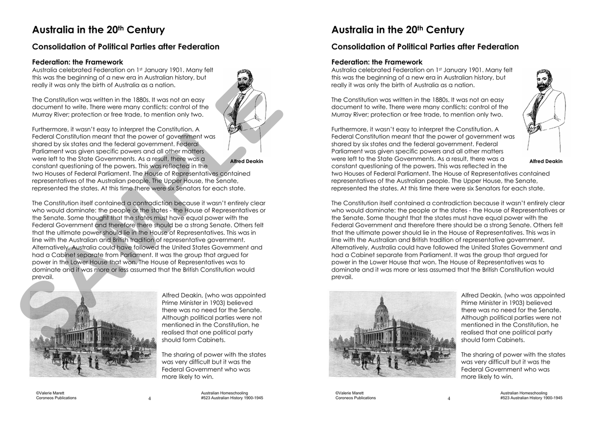 Australian History 1901- 1945 sample page