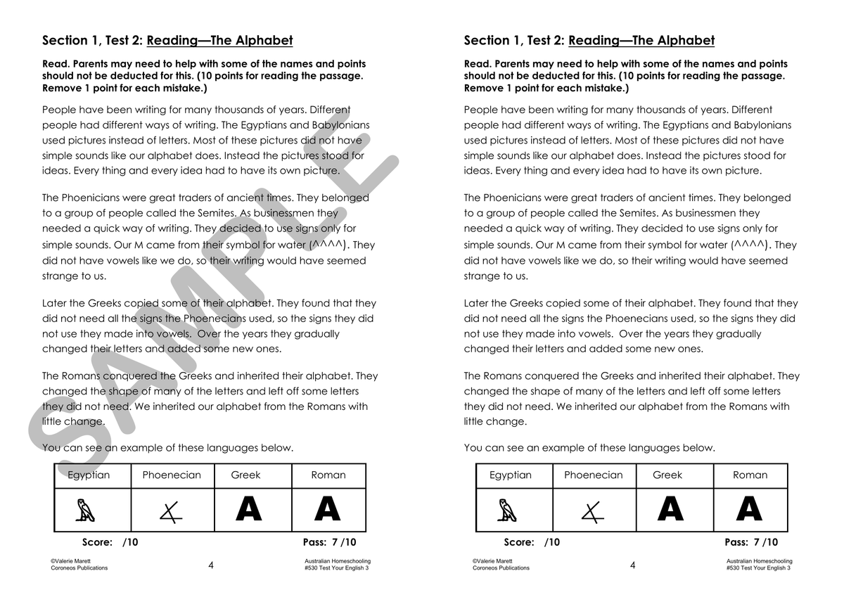 Test Your English 3 sample page