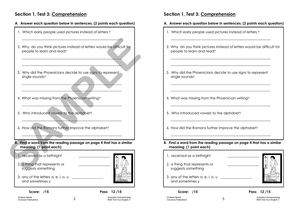 Test Your English 3 sample page