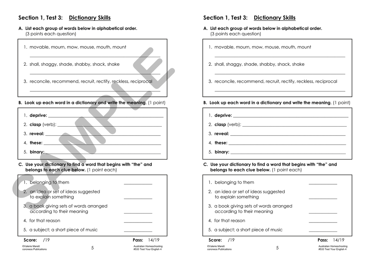 Test Your English 4 sample page
