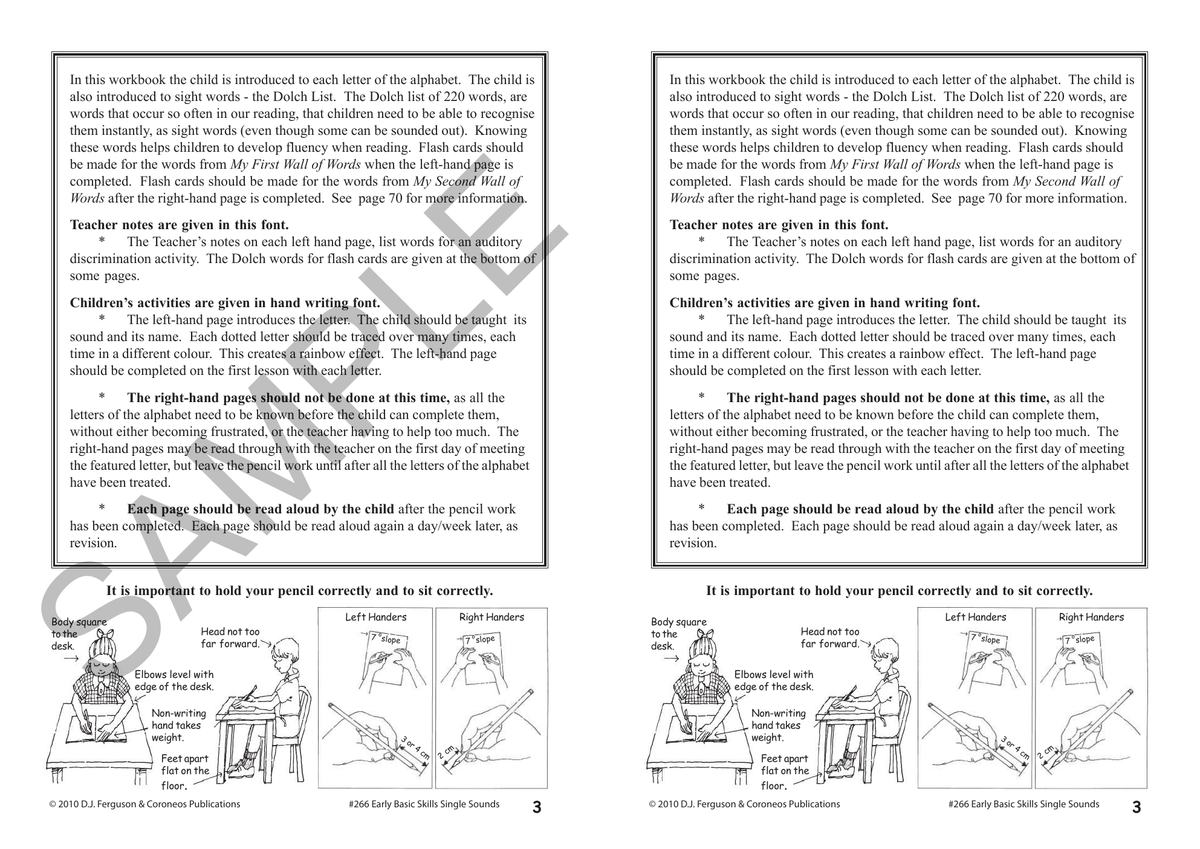Early Basic Skills 1: Single Sounds using NSW font (No. 266) sample page