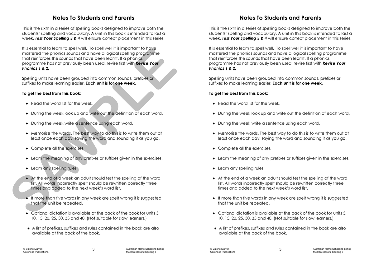 Successful Spelling 5 sample page