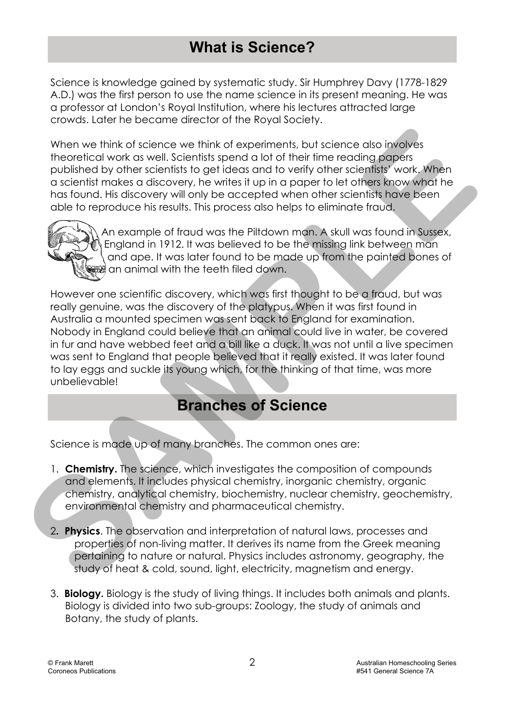 Secondary Science 7A: General Science sample page