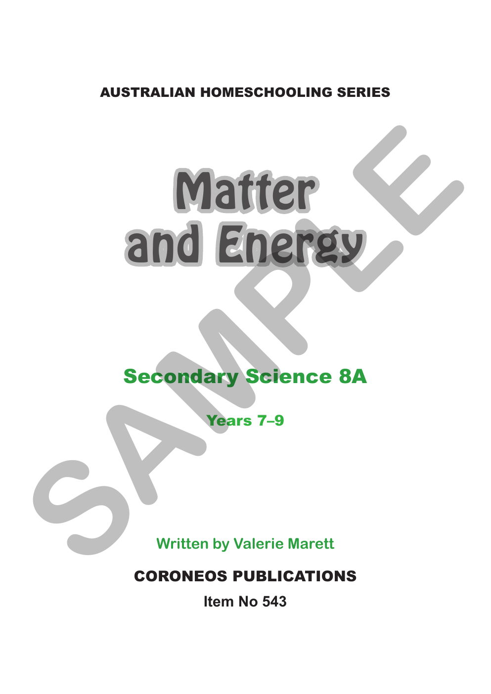 Secondary Science 8A: Matter & Energy sample page