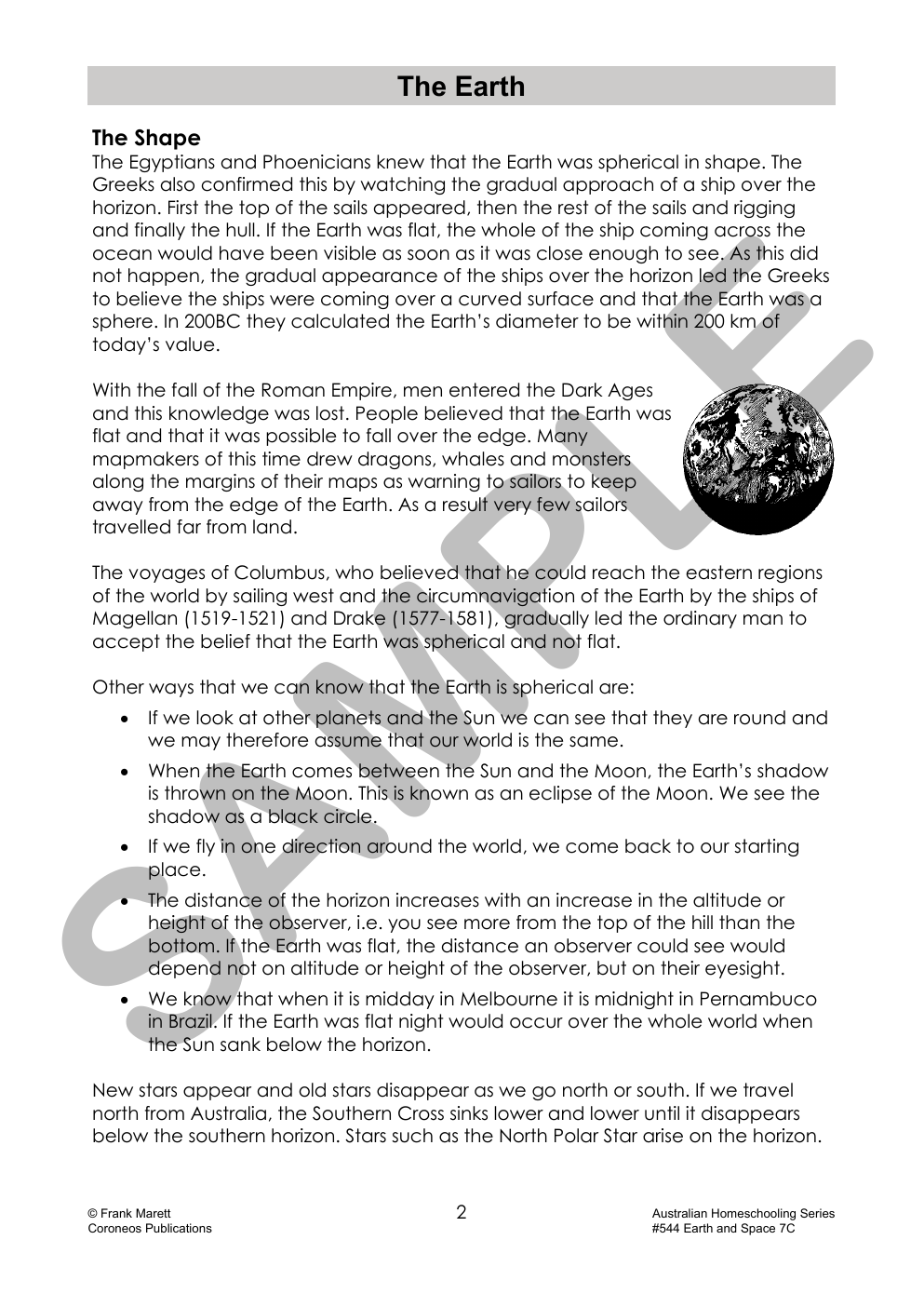 Secondary Science 7C: Earth & Space sample page