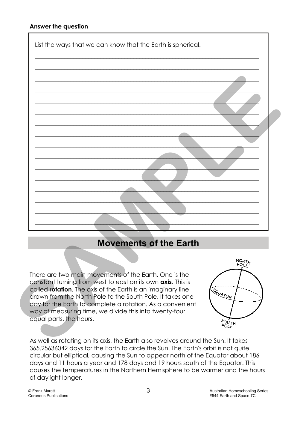 Secondary Science 7C: Earth & Space sample page
