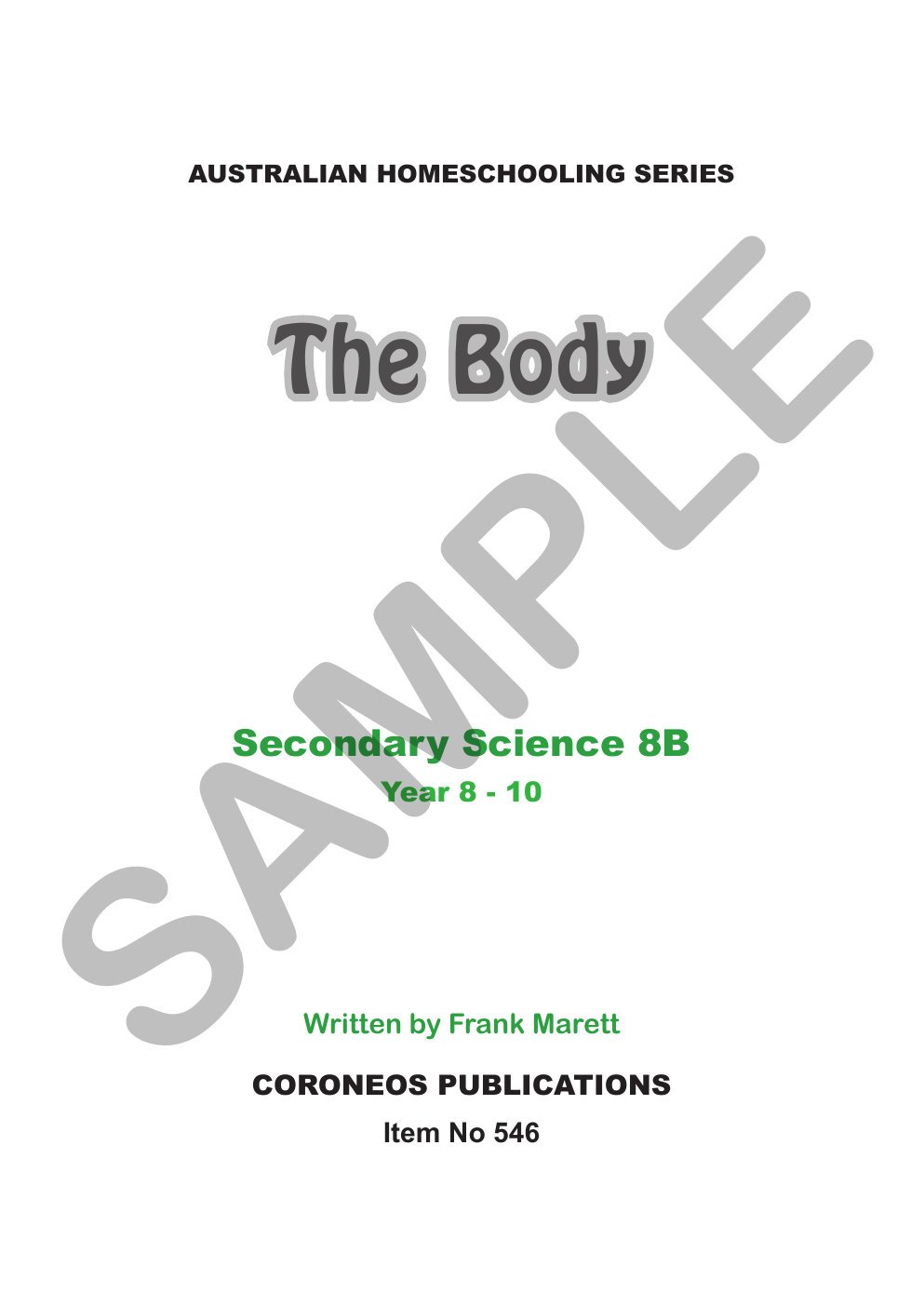 Secondary Science 8B: The Body sample page