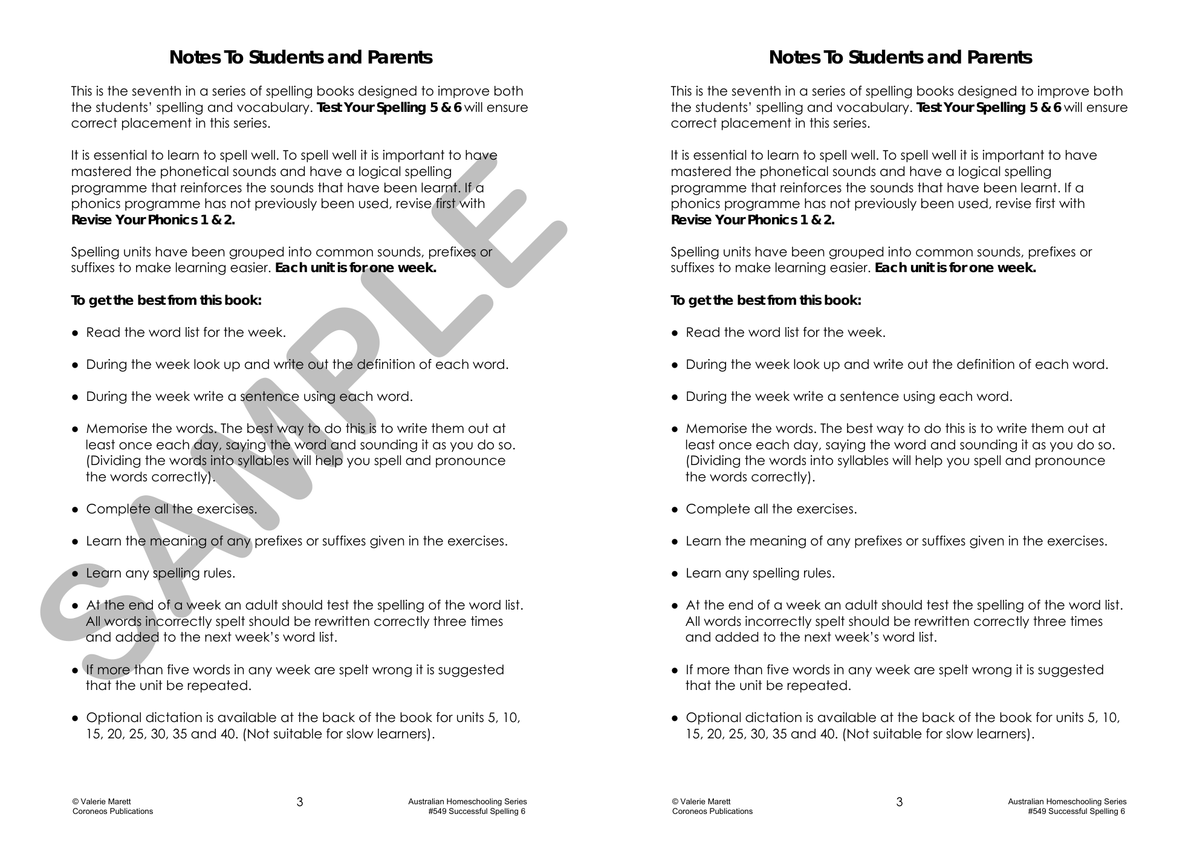 Successful Spelling 6 sample page