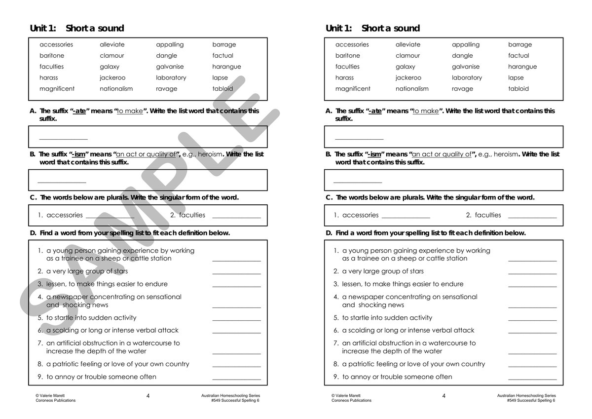 Successful Spelling 6 sample page