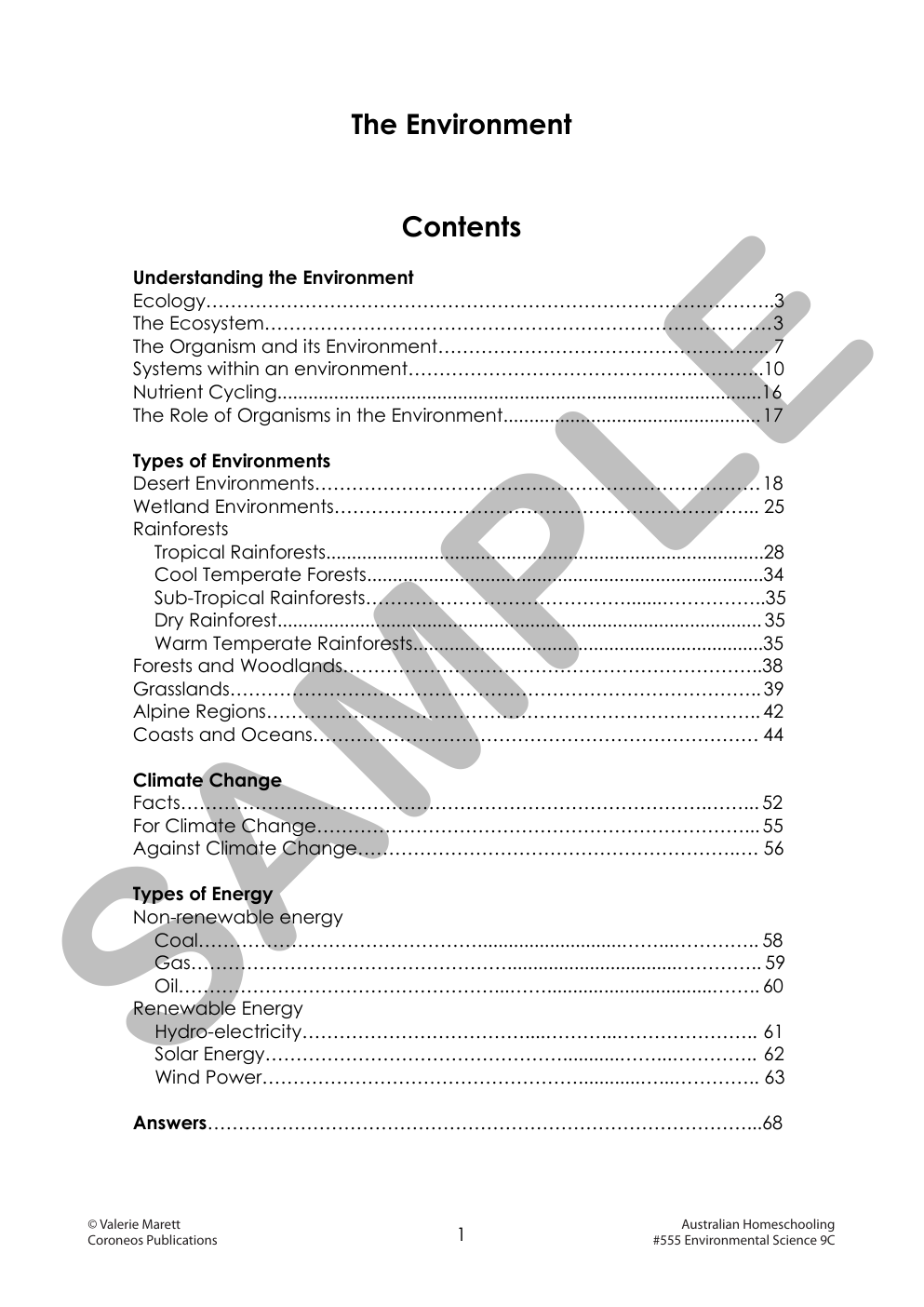 Secondary Science 9C: Environmental Science sample page