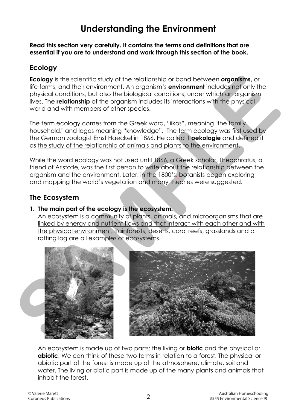 Secondary Science 9C: Environmental Science sample page