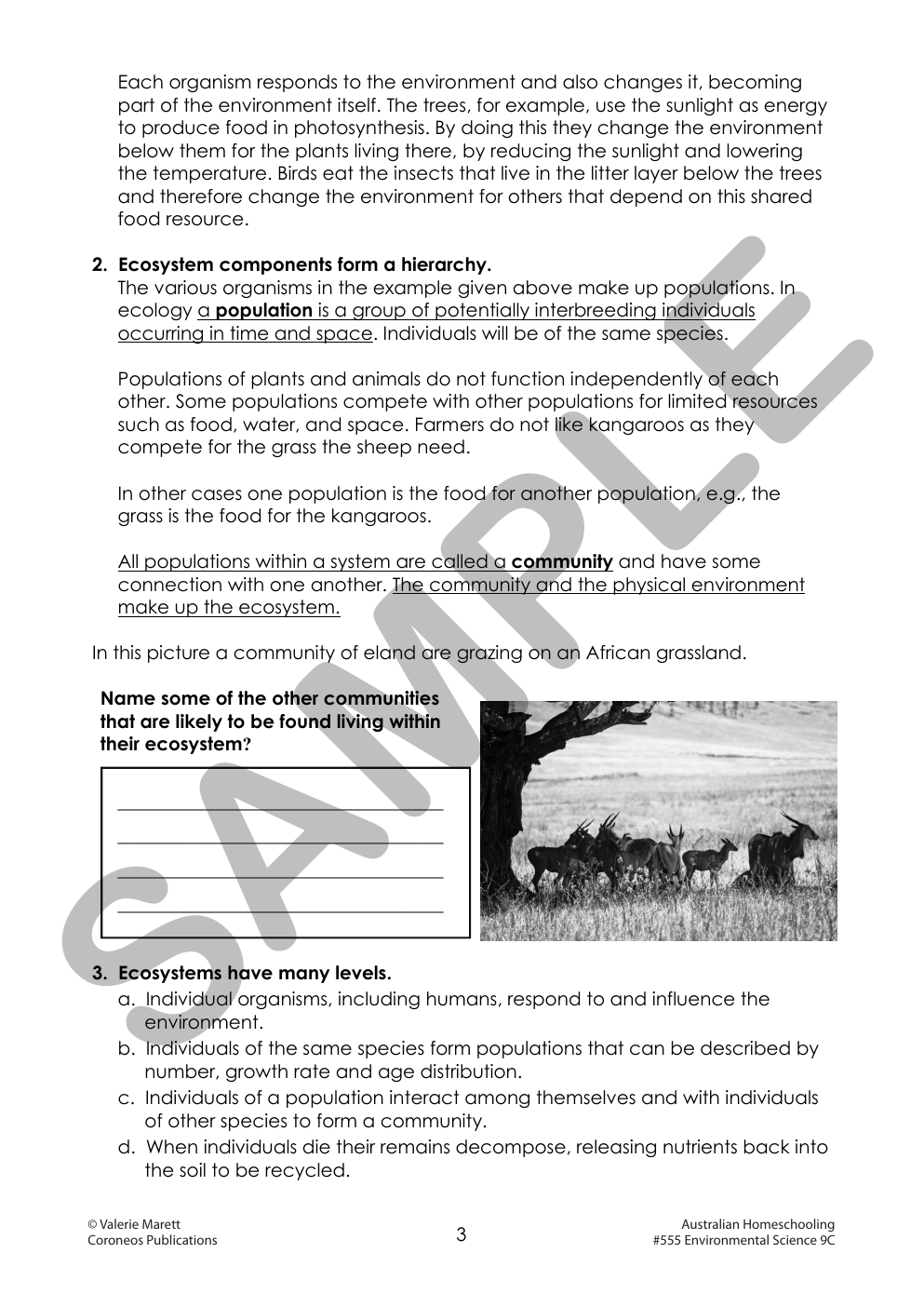 Secondary Science 9C: Environmental Science sample page