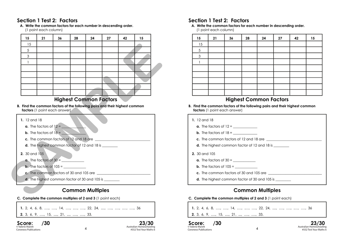 Test Your Maths 6 sample page