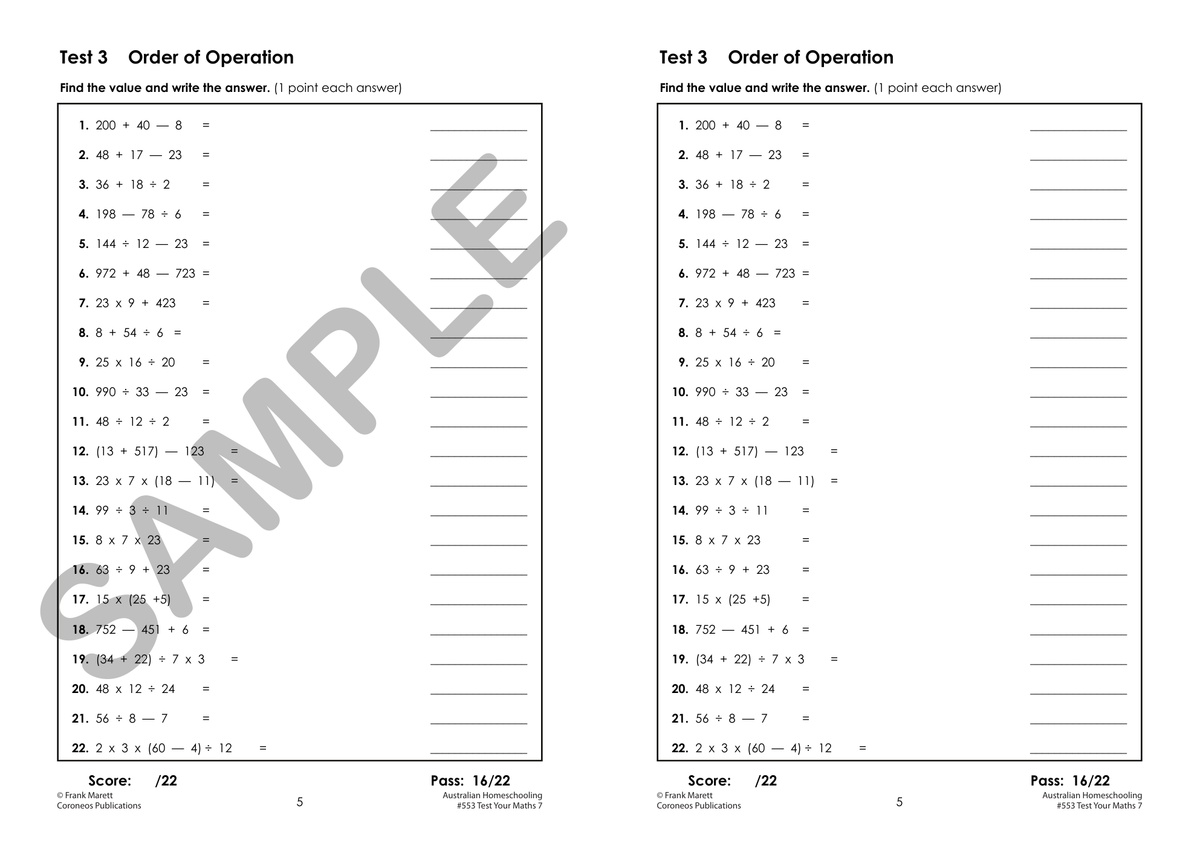 Test Your Maths 7 sample page