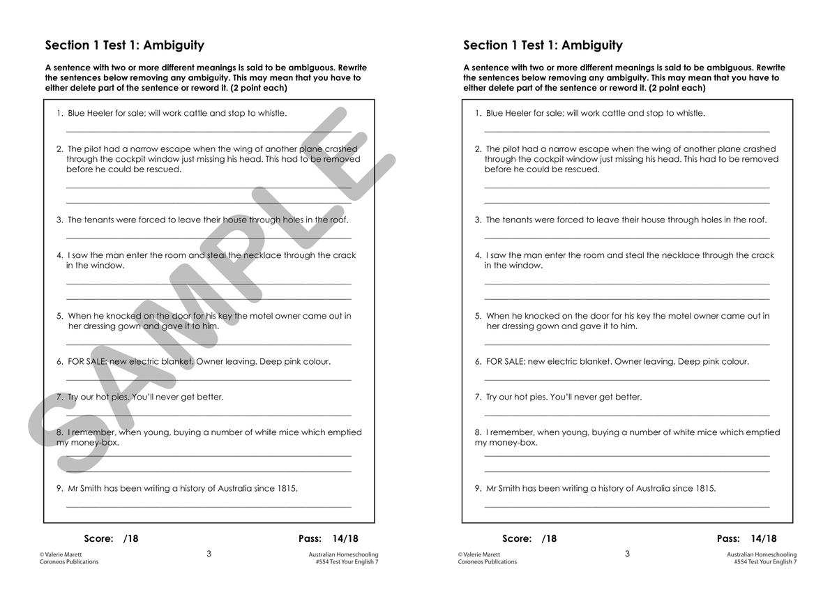 Test Your English 7 sample page