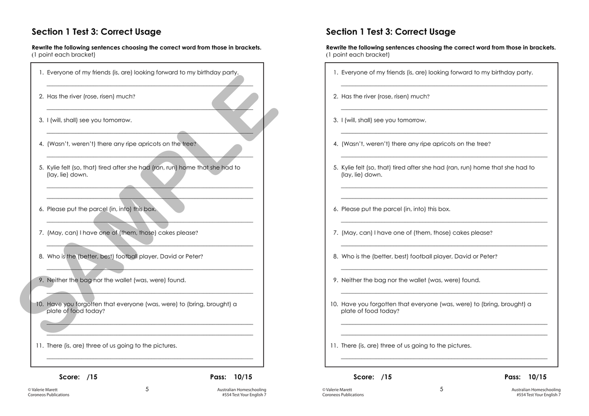 Test Your English 7 sample page