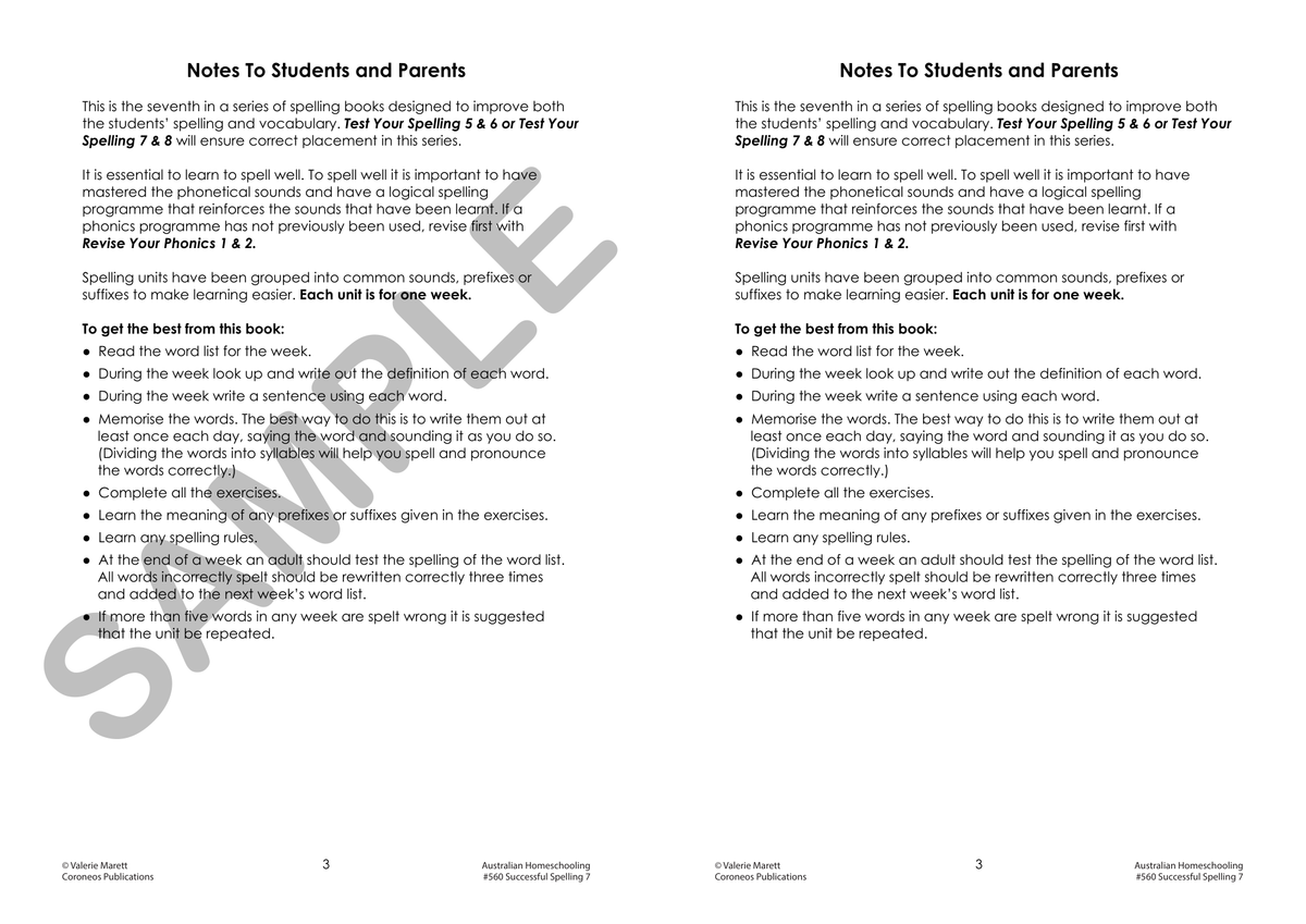 Successful Spelling 7 sample page
