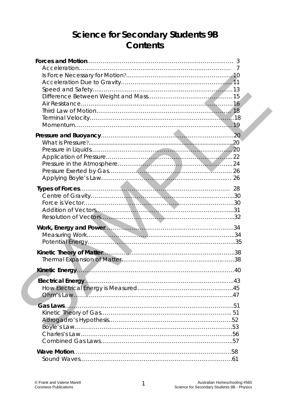 Secondary Science 9B: Physics sample page