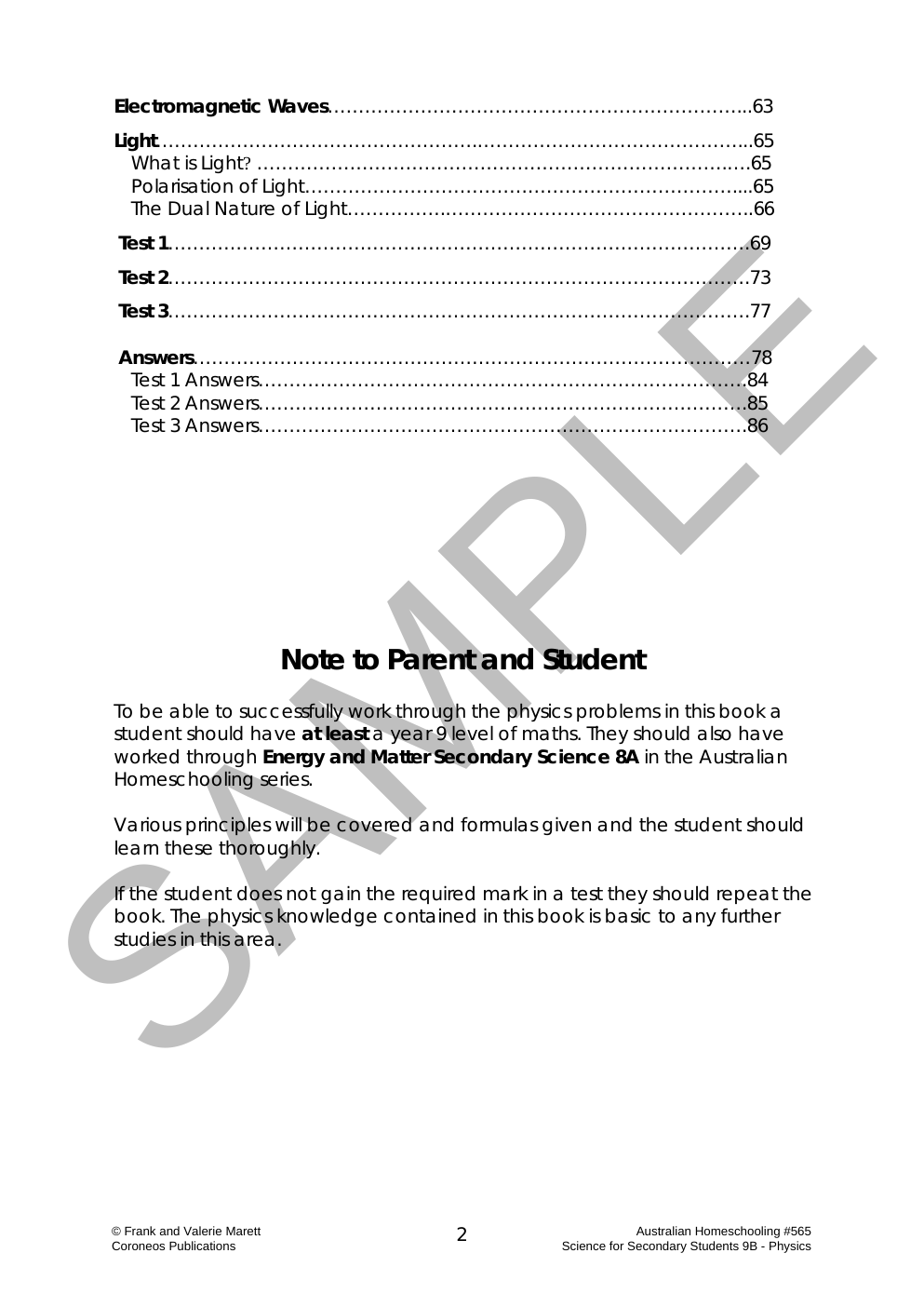 Secondary Science 9B: Physics sample page
