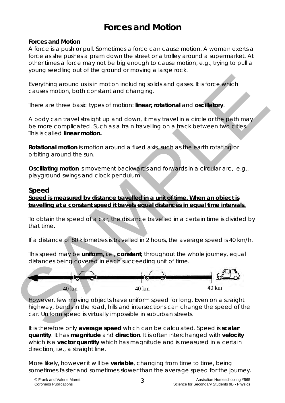 Secondary Science 9B: Physics sample page