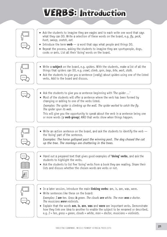 Targeting Grammar - Teacher's Guide: Middle Primary
