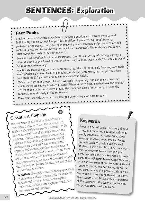 Targeting Grammar - Teacher's Guide: Upper Primary