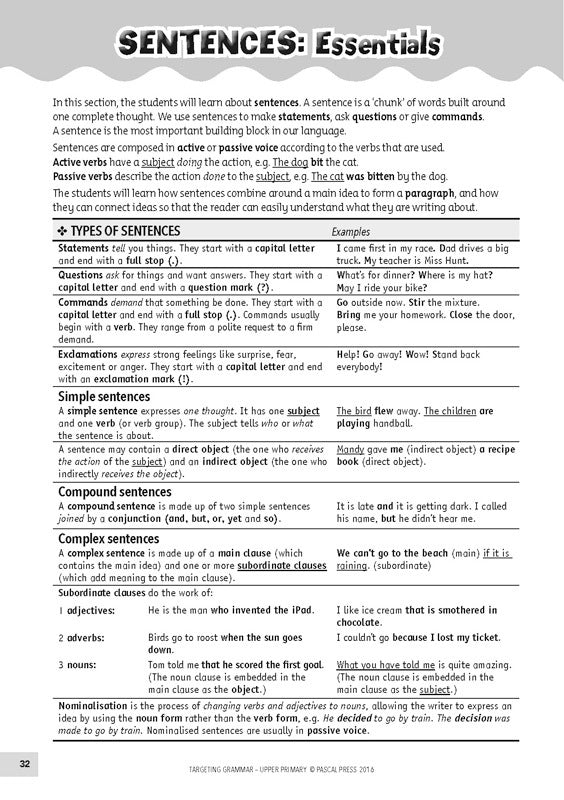 Targeting Grammar - Teacher's Guide: Upper Primary