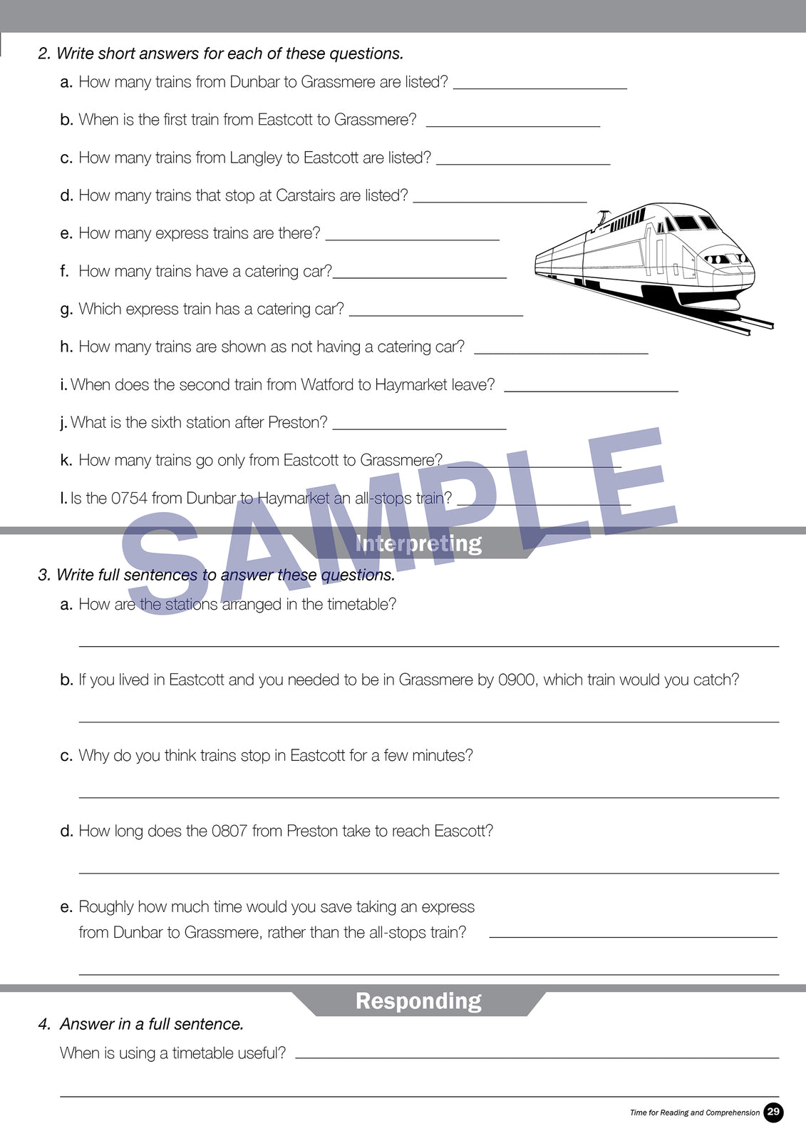 Time for Reading Comprehension - Year 6