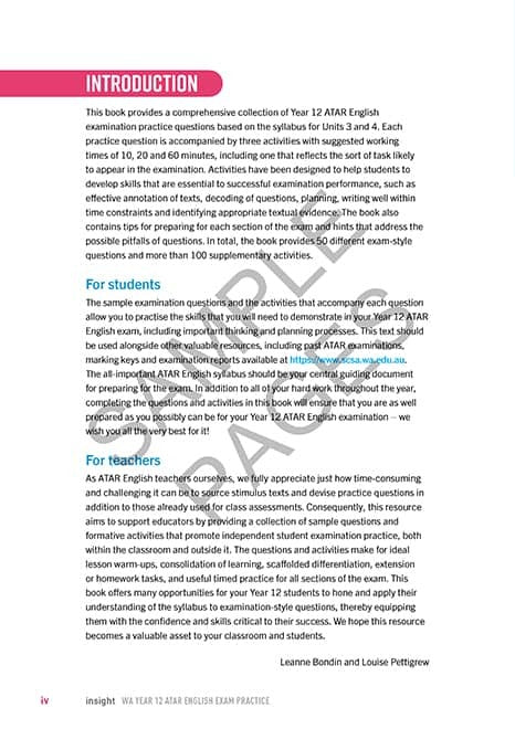 WA Year 12 ATAR English Exam Practice