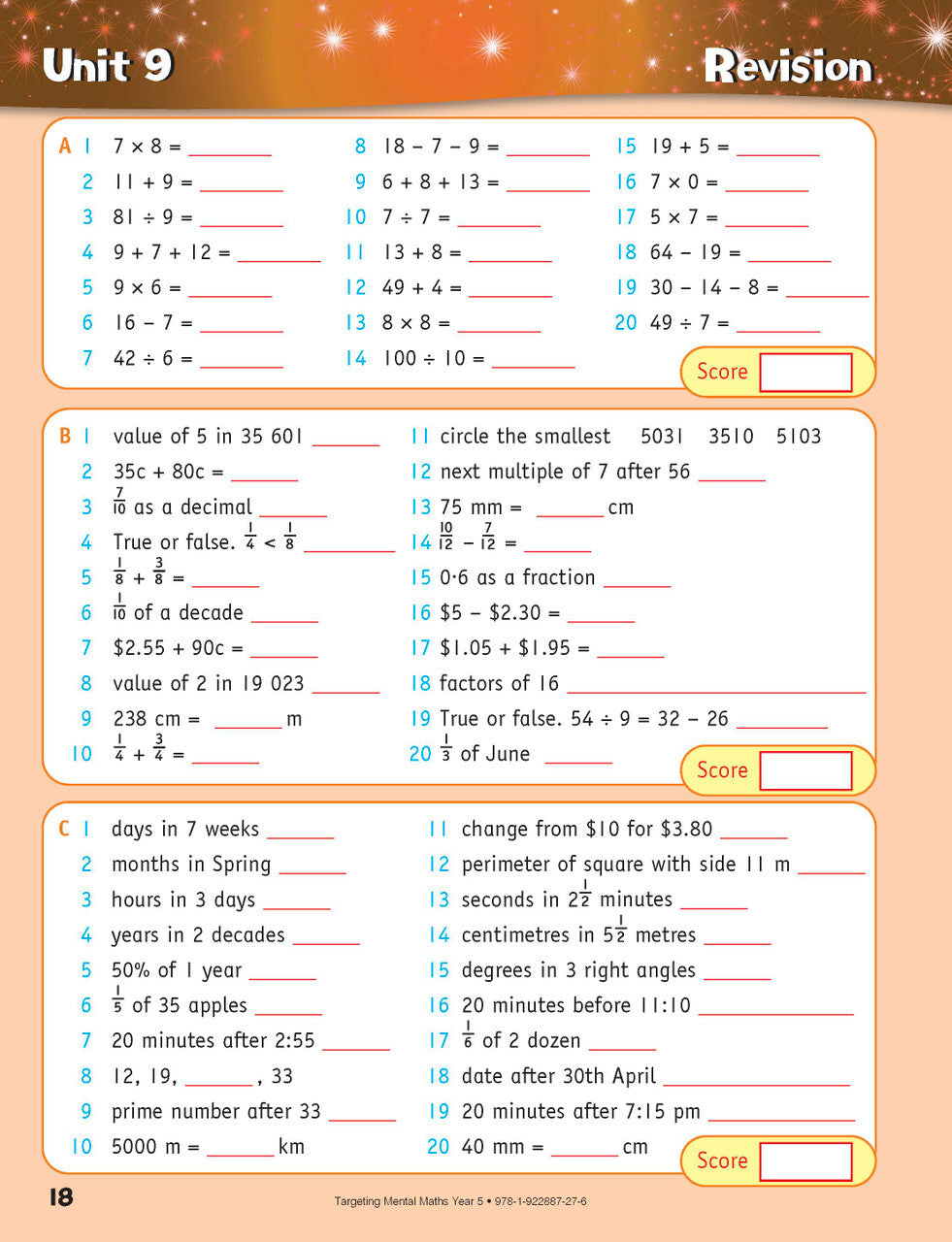 Targeting Maths Australian Curriculum Edition - Mental Maths: Year 5