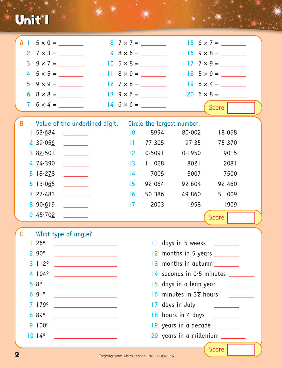Targeting Maths Australian Curriculum Edition - Mental Maths: Year 5