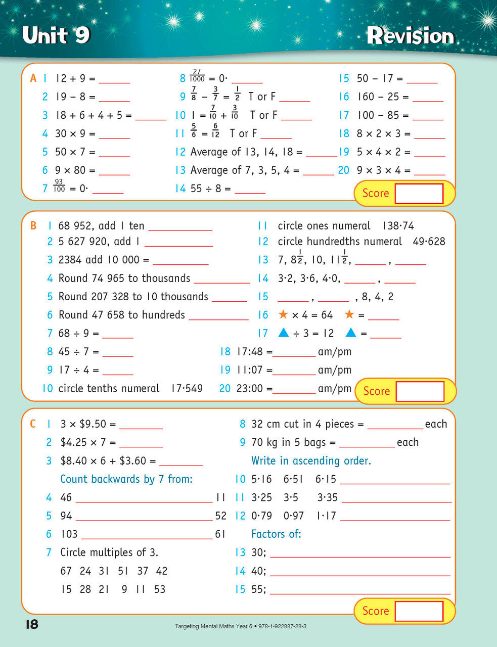Targeting Maths Australian Curriculum Edition - Mental Maths: Year 6