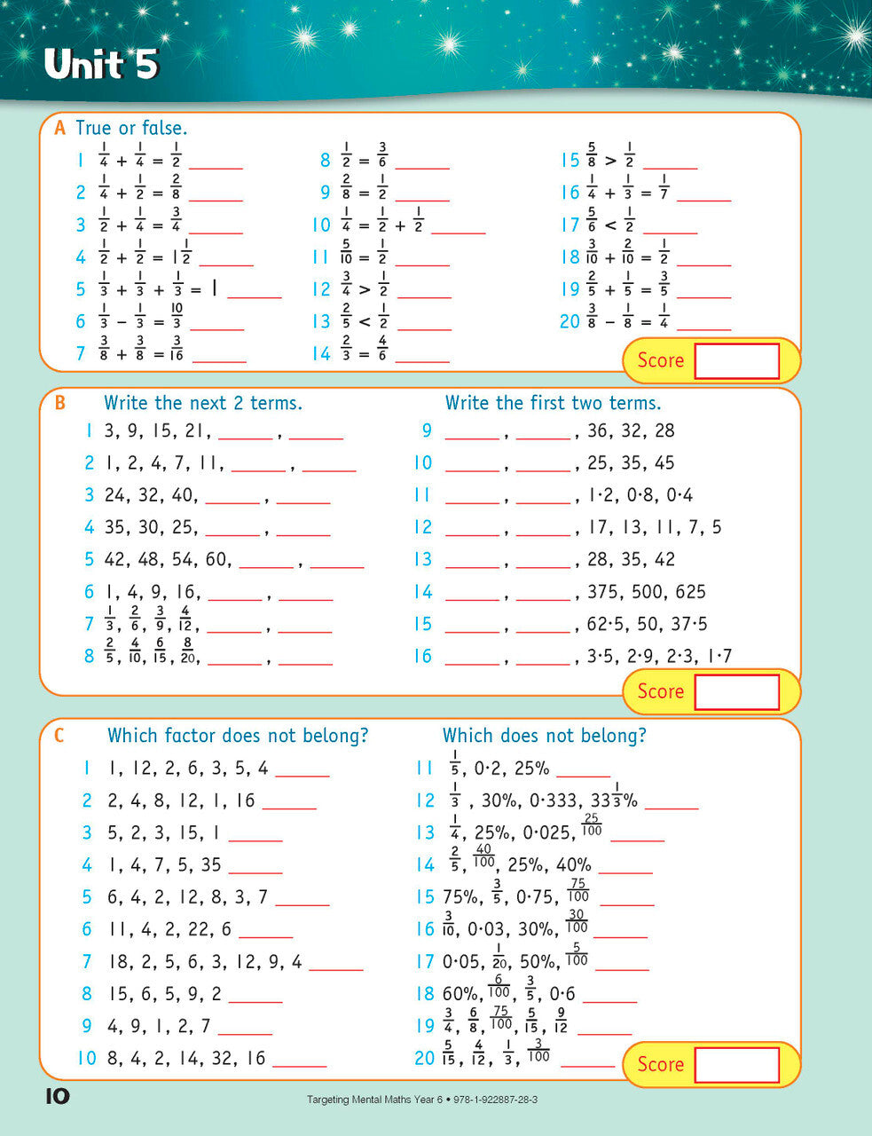 Targeting Maths Australian Curriculum Edition - Mental Maths: Year 6