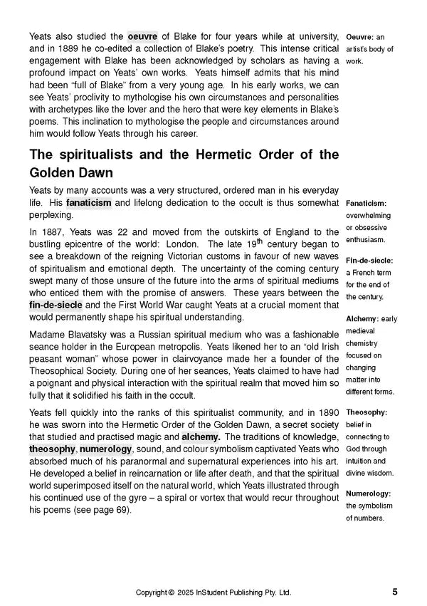 ATAR Notes Text Guide: Selected Poems by W.B. Yeats